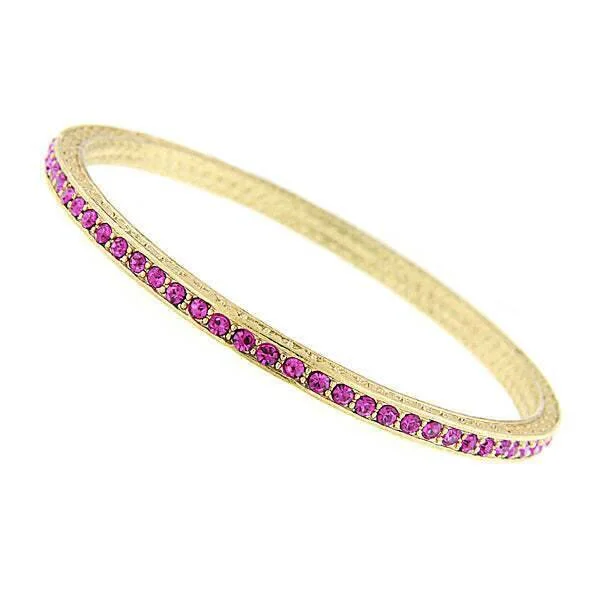 women's sterling silver bracelets-1928 Jewelry Fuchsia Austrian Crystal Bangle Bracelet