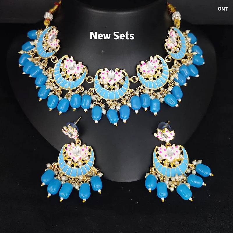 women’s short necklaces-Lucentarts Jewellery Gold Plated Meenakari Necklace Set