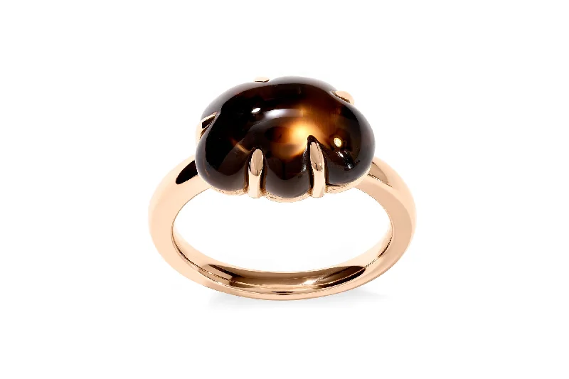 women’s heart-shaped rings-Cloud 18K Rosegold Ring w. Smokey Quartz