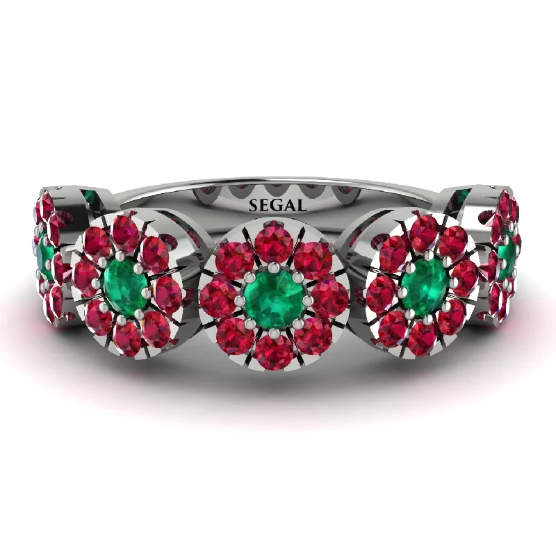 women's thin band engagement rings-Emerald Blossom Of Eternity Wedding Ring - Yaretzi No. 51