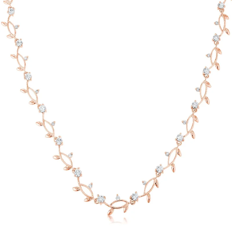 women’s long necklaces-Nathana Romantic Vineyard Rose Gold Necklace | 16in