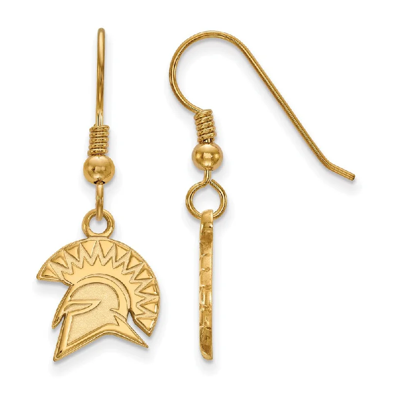 women's feather earrings-14k Gold Plated Silver San Jose State University Dangle Earring