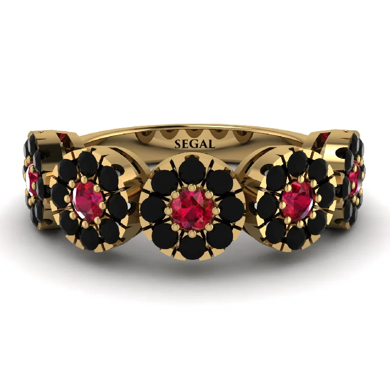 women's stacking engagement rings-Ruby Blossom Of Eternity Wedding Ring - Yaretzi No. 40