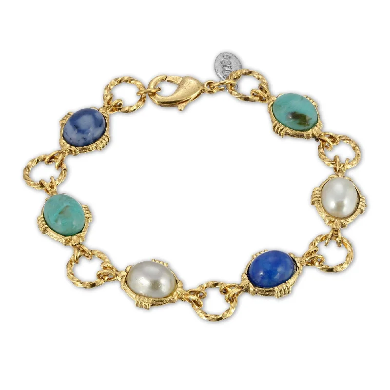 women's mom and daughter bracelets-1928 Jewelry Sardinia Multicolor Oval Link Bracelet