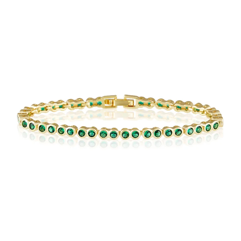 women's braided bracelets-Bezel Tennis Bracelet- Emerald