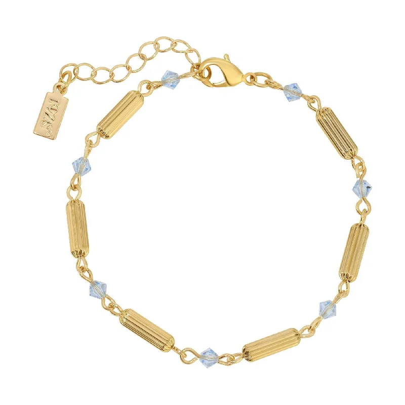 women's birthstone bracelets-1928 Jewelry Gold Beaded Crystal Lantern Bracelet 1" Extension