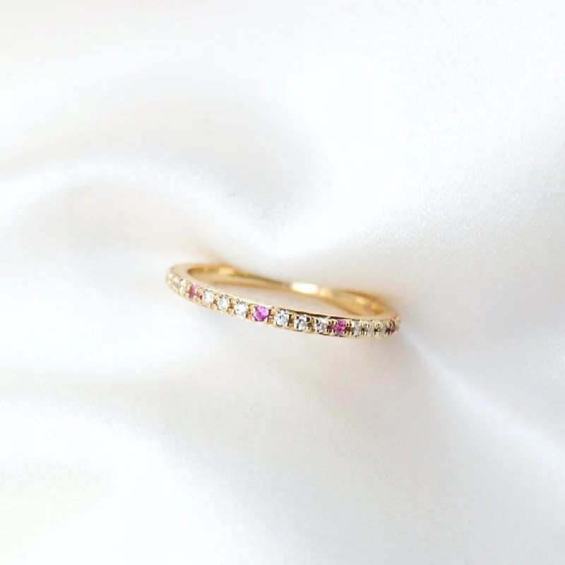 women’s promise rings-Sarah Lil Pink Mix 14K Gold Ring w. Sapphires & Diamonds