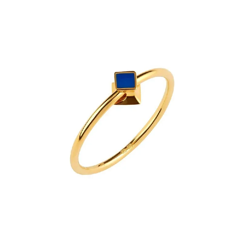 women’s gemstone engagement rings-Orbit Infinity Cube Gold Plated Ring