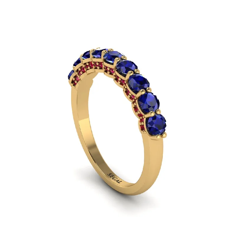 women's designer engagement rings-Round Cut Sapphire 14K Gold Wedding Ring  - Jimena No. 58