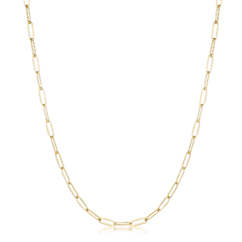 women’s simple necklaces-Kaylee 18" Gold Medium Paperclip Chain Linked Necklace