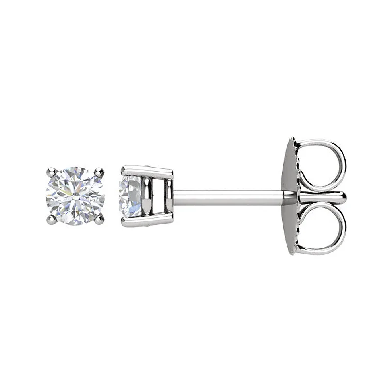 women's wedding earrings-Platinum 3.2mm Round 1/4 CTW (G-H,SI2-SI3) Diamond Basket Style Studs