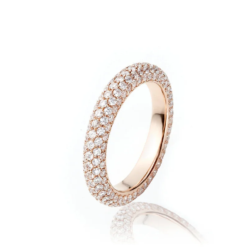 women’s custom-designed rings-Pavé Medium 18K Gold, Rosegold or Whitegold Ring w. Diamonds