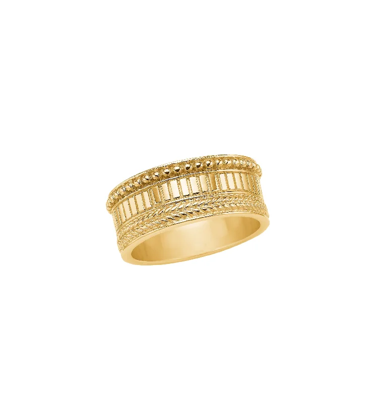 women’s geometric rings-18K Gold Plated Ring w. Mix of details