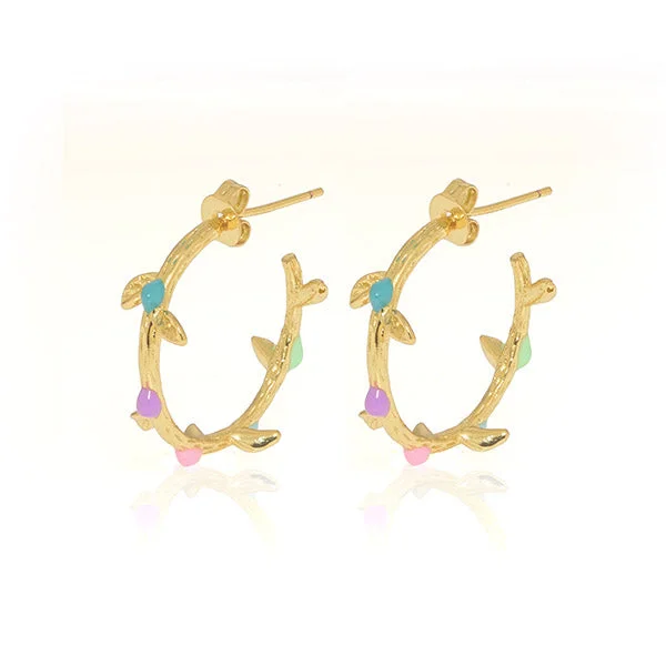 women's floral earrings-Funfetti Hoops