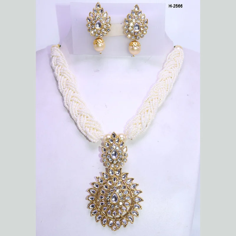 women’s unique necklaces-Corbeda Fashion Gold Plated Kundan Necklace Set