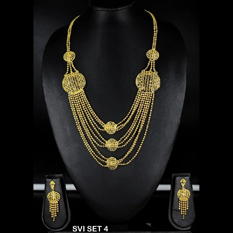 women’s diamond necklaces-Mahavir Forming Gold Necklace Set - SVI SET 4