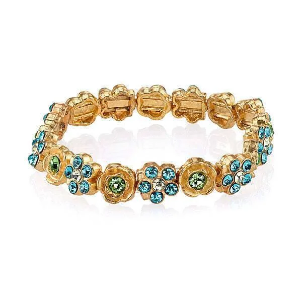 women's leather bracelets-1928 Jewelry Multi Flower Crystal Stretch Bracelet