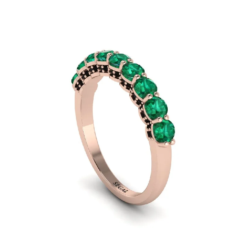 women's asymmetrical engagement rings-Round Cut Emerald 14K Gold Wedding Ring  - Jimena No. 35