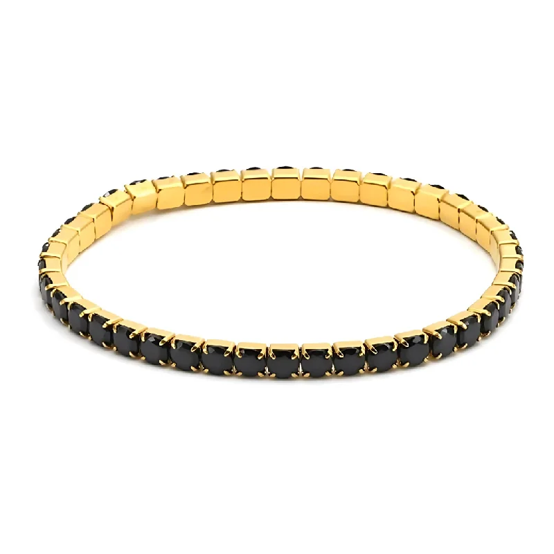 women's gemstone bracelets-Eileen CZ Stretch Bracelet Black