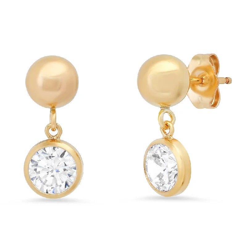 women's south sea pearl earrings-Sphere diamond drop studs