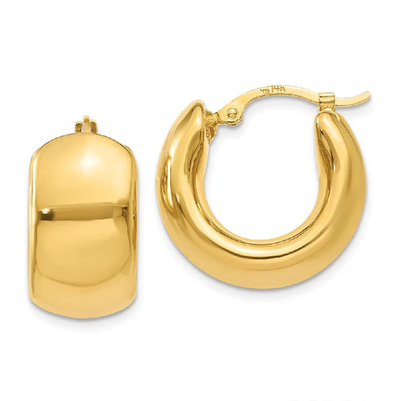 women's sapphire earrings-Wide Puffed Hoops in 14k Yellow Gold, 17mm (5/8 Inch)