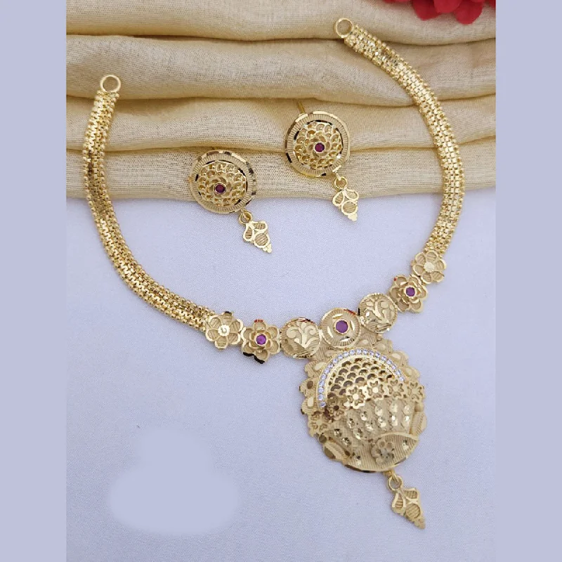 women’s zodiac necklaces-FS Collection Gold Plated Austrian Stone Necklace Set