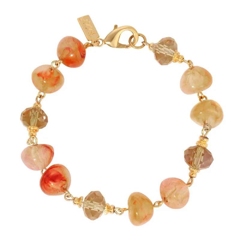 women's personalized bracelets-1928 Jewelry Topaz Crystals & Carnelian Marble Effect Beaded Bracelet