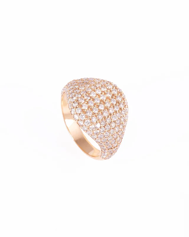 women’s silver rings-Pinky Full 18K Gold, Whitegold or Rosegold Ring w. Diamonds