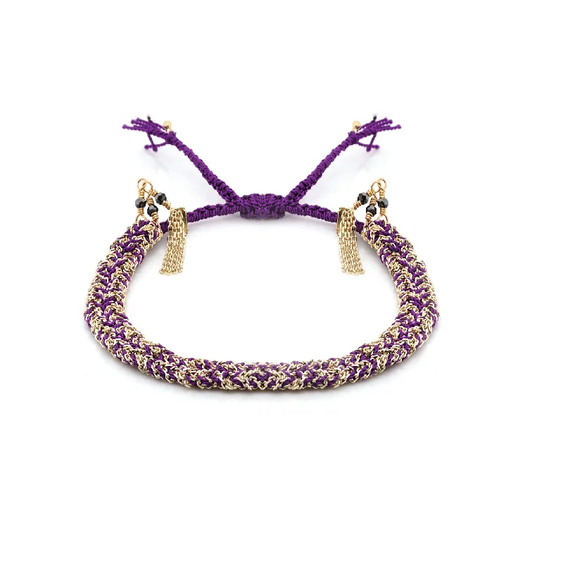 women's gold-plated bracelets-Amethyst Fringe Bracelet