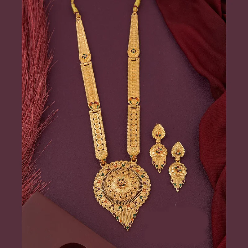 women’s butterfly pendant necklaces-Kalpna Sales Gold Plated Meenakari Necklace Set