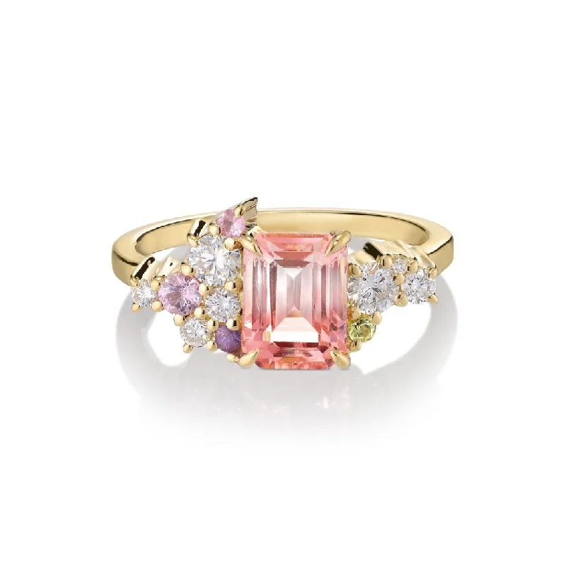 women’s silver plated rings-Varnaya 18K Gold Ring w. Tourmaline, Diamonds & Sapphire