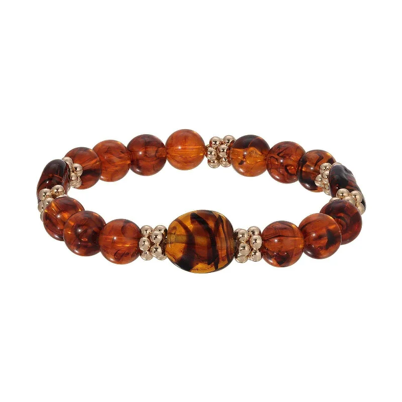 women's garnet bracelets-1928 Jewelry Alexandria Tortoise Bead Stretch Bracelet