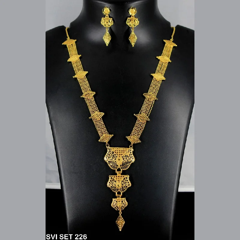 women’s dainty gold necklaces-Mahavir Forming Gold Necklace Set - SVI SET 226