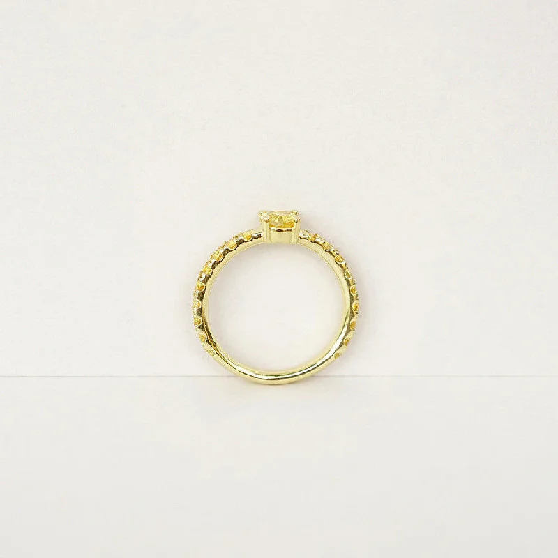 women’s minimalist rings-Candy Sweet Yellow 18K Gold Ring w. Sapphires