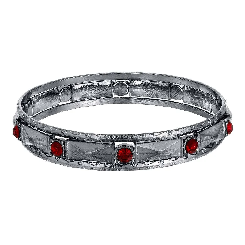 women's jade bracelets-1928 Jewelry Siam Red Crystal Black Bangle Bracelet