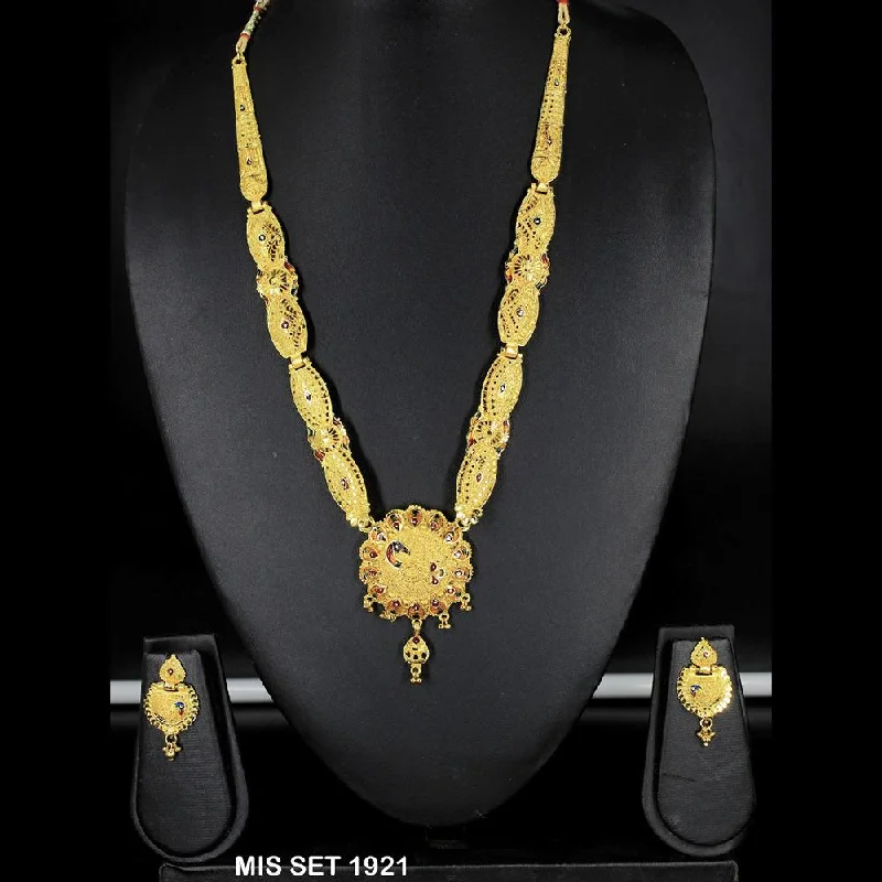 women’s heart-shaped necklaces-Mahavir Forming Gold Necklace Set - MIS SET 1921