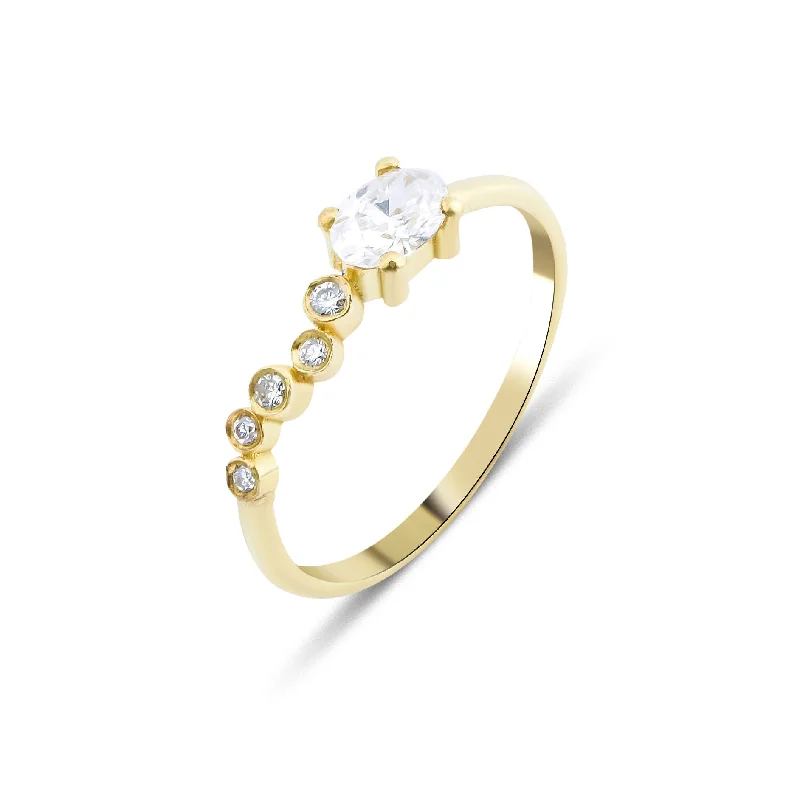 women’s engagement rings-Seraphina Wing 18K Gold Ring w. Diamonds