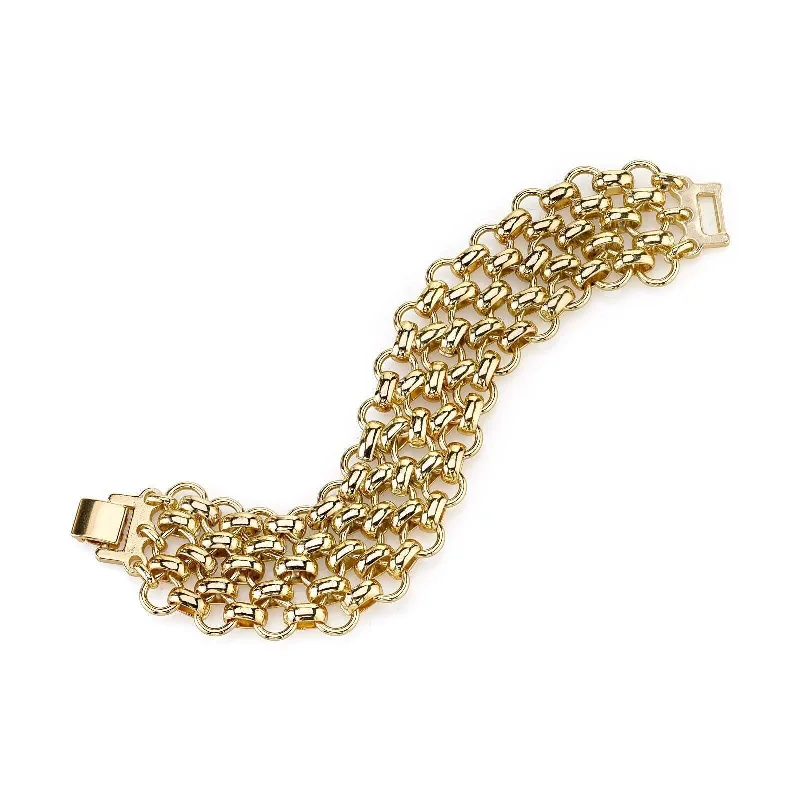 women's bangle bracelets-2028 Jewelry Polished Gold Mesh Chain Bracelet