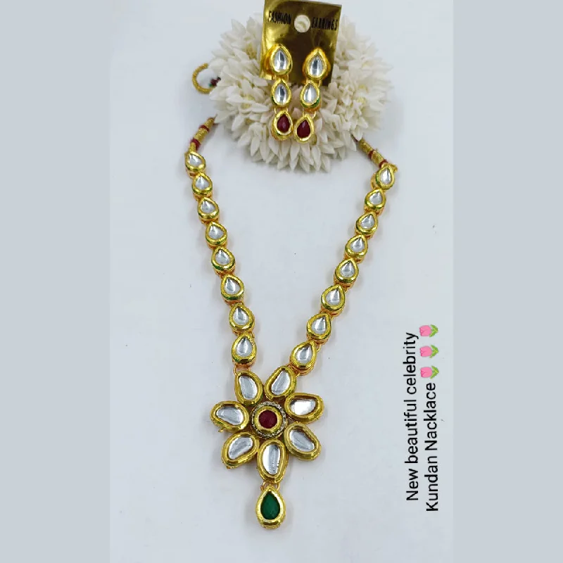 women’s infinity pendant necklaces-Manisha Jewellery Gold Plated Kundan Stone Necklace Set