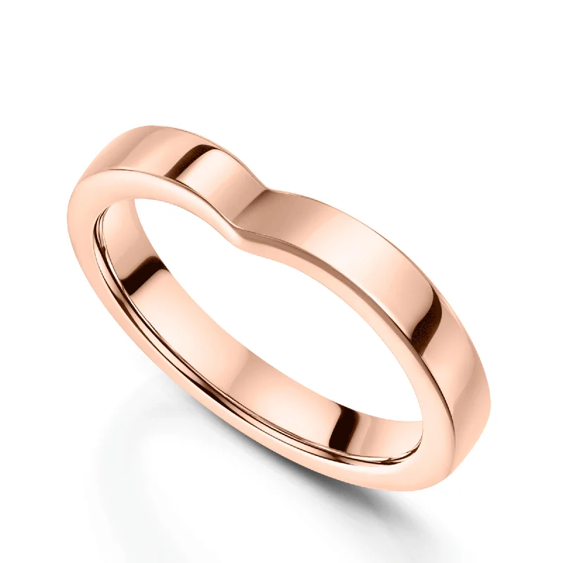 women's gold engagement rings-18ct Rose Gold V Shaped Wedding Ring