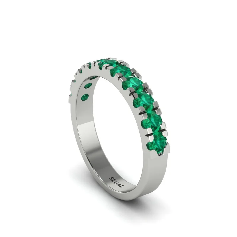 women's alternative engagement rings-Emerald 14K Gold Eternity Wedding Ring - Alani No. 6