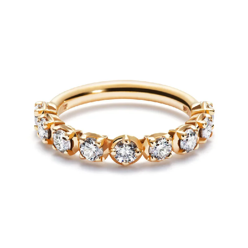 women’s white gold rings-Band 18K Gold Ring w. Diamonds