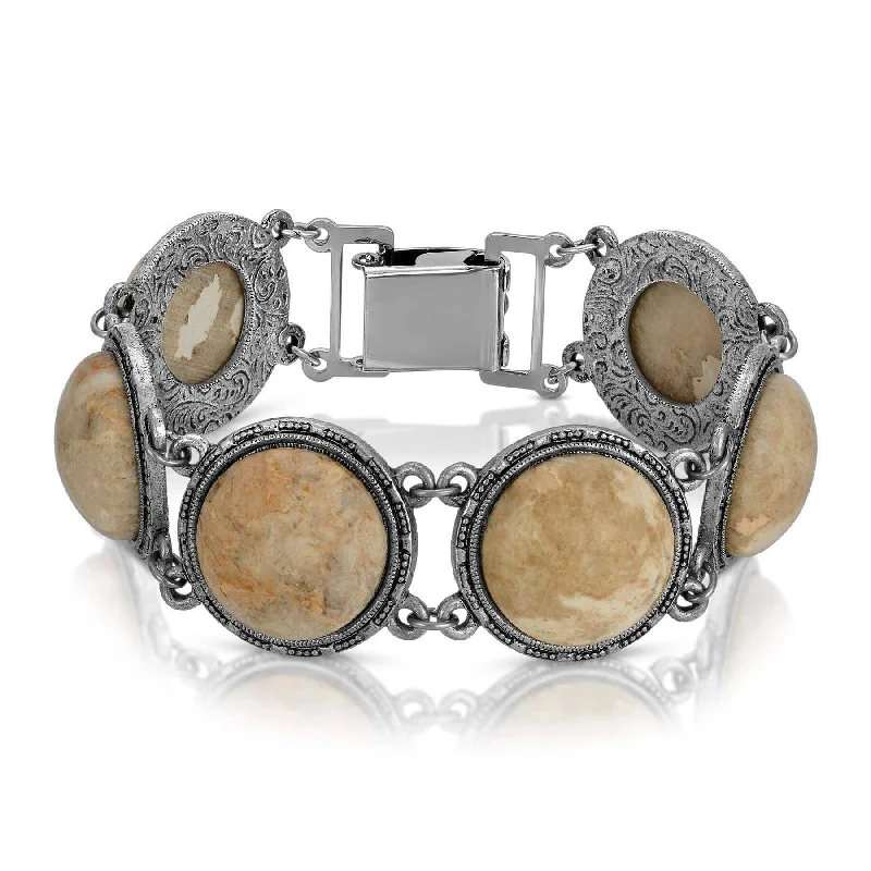 women's alloy bracelets-1928 Jewelry Riverstone Semi Precious Link Bracelet