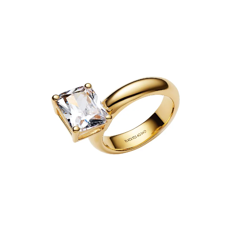 women’s radiant cut rings-Omotesando Cider Gold Plated Ring w. Zirconia