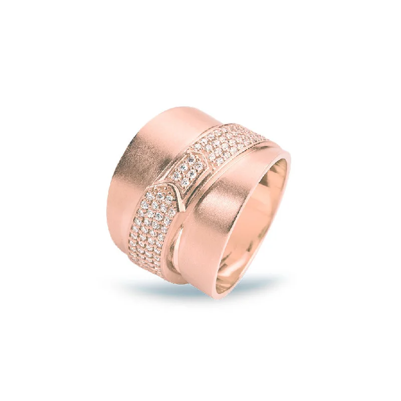 women’s eternity rings-Jovian Large 18K Rosegold Ring w. Diamonds