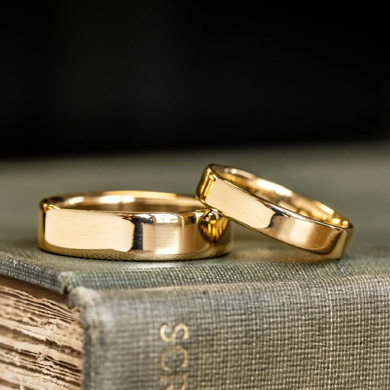 women's engagement rings-The Architect & Ella - His and Hers Matching Solid Gold Wedding Ring Set