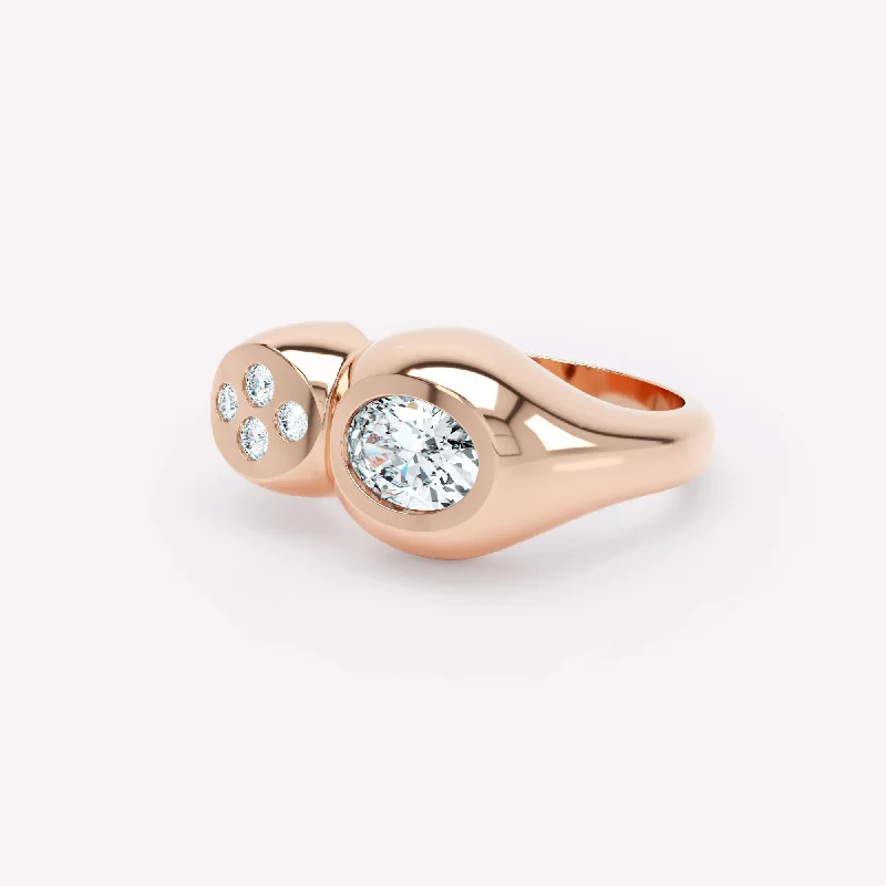 women’s small gemstone rings-Curve Duo 18K Rosegold Ring w. Diamonds