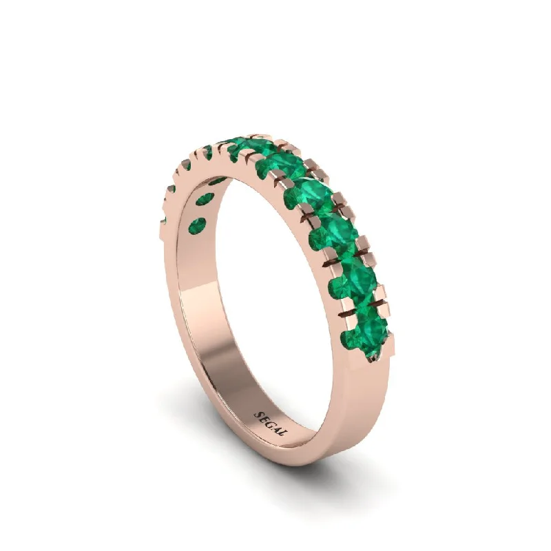 women's art deco engagement rings-Emerald 14K Gold Eternity Wedding Ring - Alani No. 5