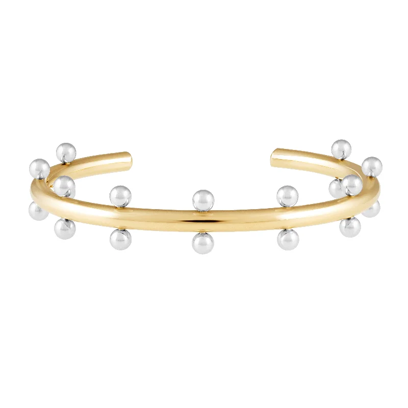 women's bangle bracelets-Cindy Studded Cuff - Two Tone