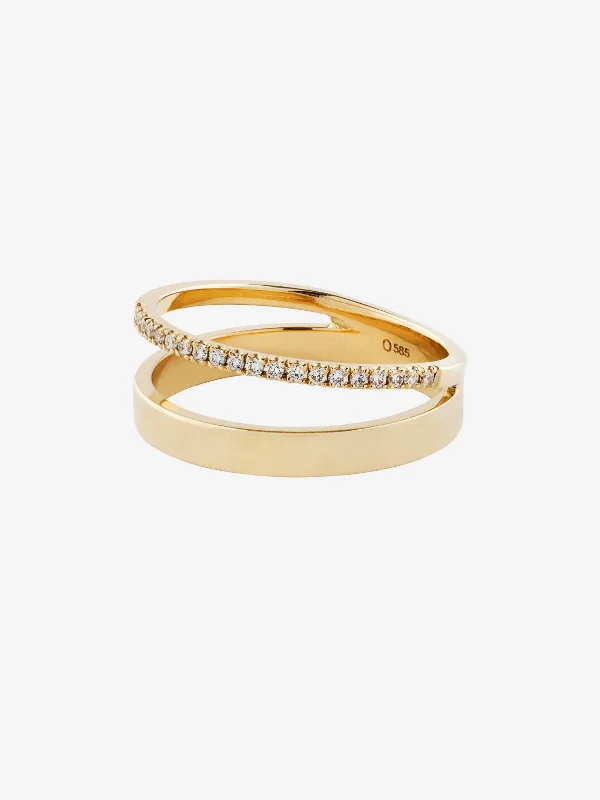 women’s eternity rings-Diamond Line Double 0.15 14K Gold, Whitegold or Rosegold Ring w. Diamonds